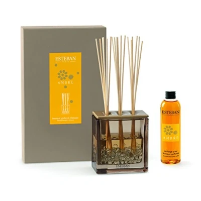 Immagine di ESTEBAN Vaso diffusore profumo casa AMBRE ambra 250ml in vetro con bacchette