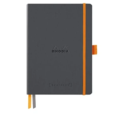 Immagine di RHODIA 117814C Taccuino flessibiIe BULLET JOURNAL GOALBOOK Titanio A5 puntinato dot 240 pagine Carta Clairefontaine Avorio 90g 2 Segnapagina, Chiusura con elastico Copertina Simil Cuoio