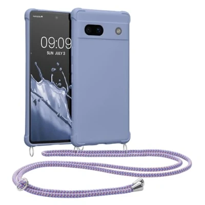 Immagine di kwmobile Custodia Compatibile con Google Pixel 7a Cover Back Case in Silicone TPU Protezione Smartphone Cordino lavanda