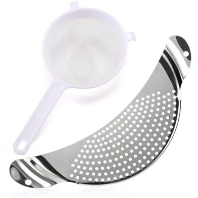 Immagine di Jicyor 2 colini per pasta e colino fine, in acciaio inox, da cucina scolapiatti extra piatto, pratico scolapasta pasta, pentole