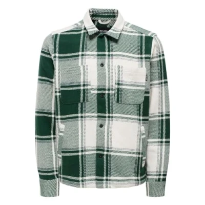 Immagine di ONLY &amp; SONS Onsmace Ovr LS Check Shirt Camicia a Maniche Lunghe, Moss Invernale, L Uomo