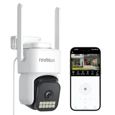 Immagine di Reobiux 1080P Telecamera Wi Fi Esterno, 2,4/5GHz, IP Videocamera Sorveglianza Esterno con Visione Notturna Colori, 24/7 Registrazione, Rilevamento del Movimento, Audio Bidirezionale, IP66