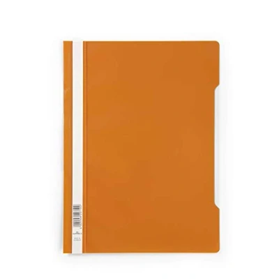 Immagine di Durable 257309 Cartellina ad Aghi Clear View, Formato A4, Fronte Trasparente e Retro Colorato, Etichetta Longitudinale, Arancione, Confezione da 50 Pezzi