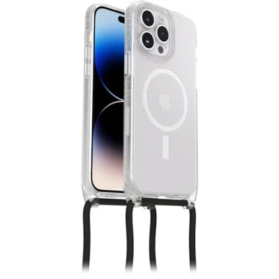 Immagine di Otterbox Cover React Necklace con MagSafe per iPhone 14 Pro Max, Custodia sottile, antishock cordone da collo, adattabile e intercambiabile, testata MIL STD 810G, Stardust