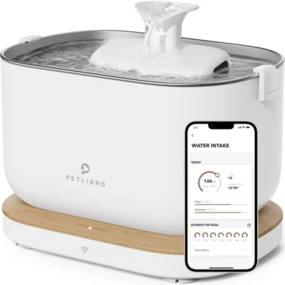 Immagine di PETLIBRO Fontanella per Gatti con Monitoraggio tramite App, Dockstream 2,5L Fontana Gatti, Statistiche Intelligenti sull&#039;Assunzione d&#039;Acqua, Ultra Silenziosa, Filtrazione Multipla, Wi Fi 2,4GHz