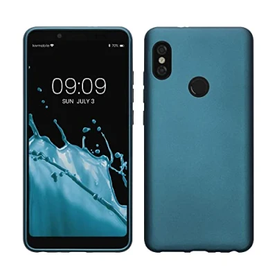 Immagine di kwmobile Custodia Compatibile con Xiaomi Redmi Note 5 (Global Version) / Pro Cover Back Case Morbida Protezione in Silicone TPU Effetto Metallizzato blu caraibi metalizzato