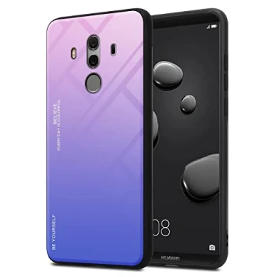 Immagine di Cadorabo Custodia compatibile con Huawei MATE 10 PRO in ROSA BLU Coperchio protettivo bicolore silicone TPU e retro vetro temperato