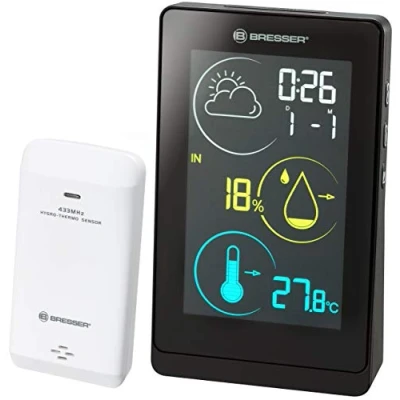 Immagine di Bresser Stazione meteo radio Temeo Life H con display a colori, muffa, gelo e calore, tendenza meteorologica, sensore esterno incluso