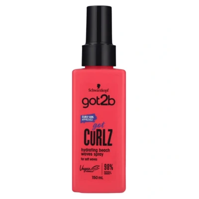 Immagine di Schwarzkopf got2b, vegano, gotcurlz, spray idratante per capelli a onde da spiaggia, infuso con acqua di cocco, arricchente i ricci, 150 ml