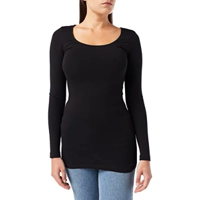 Immagine di Vero Moda Vmmaxi My Ls Soft Long U neck Noos, Maglietta a maniche lunghe, Nero (Black), XS Donna
