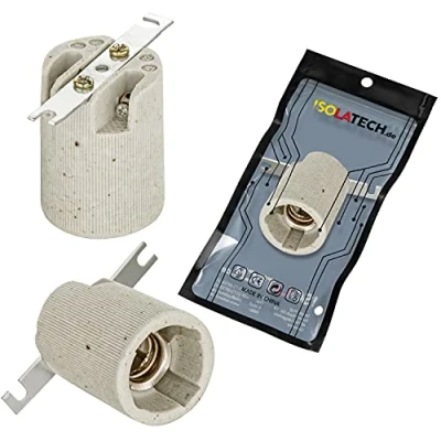 Immagine di ISOLATECH 1pc E14 portalampada in ceramica con Staffa di montaggio lampadine LED a risparmio energetico (max. 250V/4A) Casa Cucina Bagno Presa resistente al calore