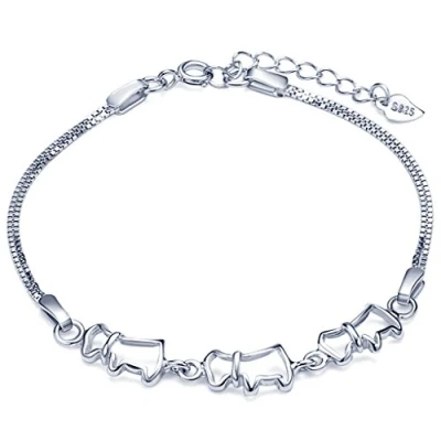 Immagine di Infinite U Braccialetto da donna con ciondolo a forma di cucciolo cane in argento Sterling 925, catena regolabile,
