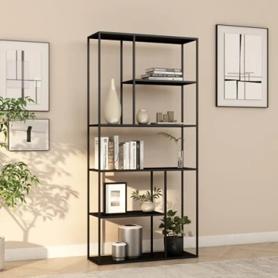 Immagine di [en.casa] Scaffale da Terra Libreria in Acciaio con 7 Scomparti Aperti Mobile Espositore Stile Industriale 188 x 90 30 cm Nero Opaco