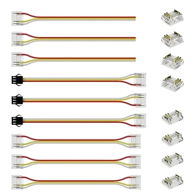 Immagine di PAUTIX connettori per 12MM striscia LED COB RGBIC, set di senza saldatura a 3 pin, connettore maschio, gapless, cavo