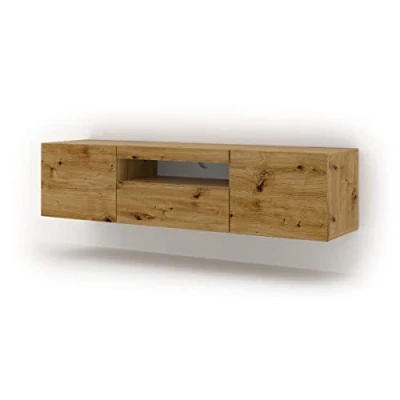 Immagine di Aura, mobile Lowboard per TV da 150 cm, appendere o posizionare in verticale, universale, Hi Fi, televisore (rovere artigianale, senza LED)