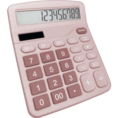 Immagine di Newaner Calcolatrice, Calcolatrice da Tavolo per Ufficio con Display LCD 12 Cifre, Tascabile Funzione Standard e Scuola, Pulsanti Grandi, Rosa
