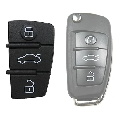 Immagine di CHIAVIT Gommino 3 Tasti Ricambio Telecomando Guscio Chiave Nero Audi A1 A3 A4 A5 A6 A8 S4 S5 Q5 Q7 Ricambi Scocca Chiavi Auto Logo Cover Membrana Pulsanti