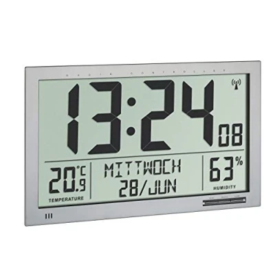 Immagine di TFA Dostmann 60.4517.54 Orologio da parete radio digitale XL con clima interno (argento)