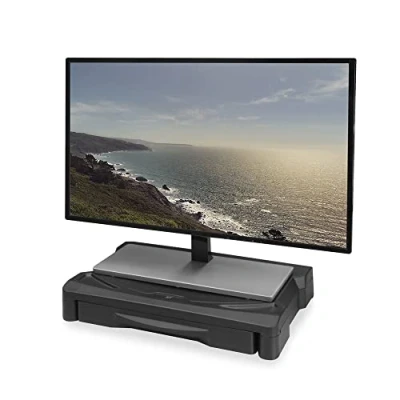 Immagine di ACT Supporto per monitor con cassetto A4, regolabile in altezza scrivania, schermo max. 32&quot;, peso 10 kg, piedini gomma antiscivolo una maggiore stabilità AC8210