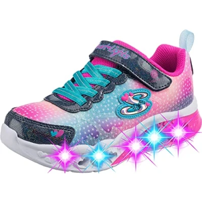Immagine di Skechers Flutter Heart Lights Simply Love, Scarpe Bambine e ragazze, Navy Synthetic Mesh, 33.5 EU