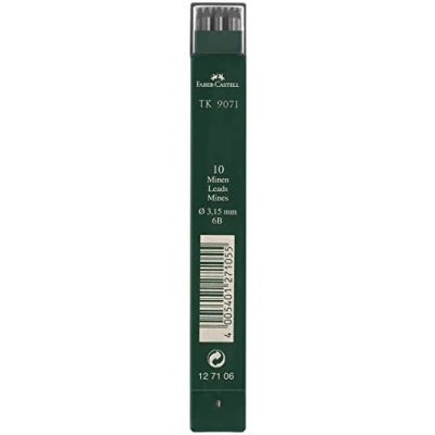 Immagine di Faber Castell 127106 10 mina per matita TK 9071, spessore mina: 3,15 mm, grado di durezza: 6B