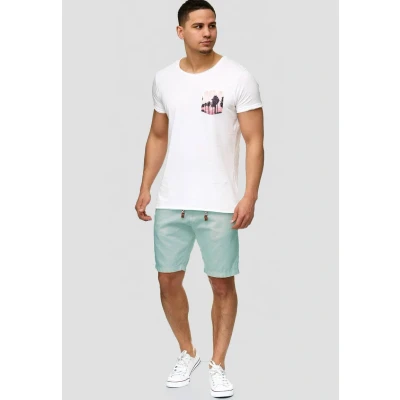 Immagine di Indicode Uomini Bowmanville Shorts Pantaloncini in Lino e Cotone Blue Wave M