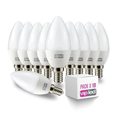 Immagine di VIPLED SET di 10 LAMPADINE LED CANDELA C37 E14 5W EQUIVALENTI A 35W DELLA LAMPADINA TRADIZIONALE LUCE FREDDA 6000K 360 LUMEN