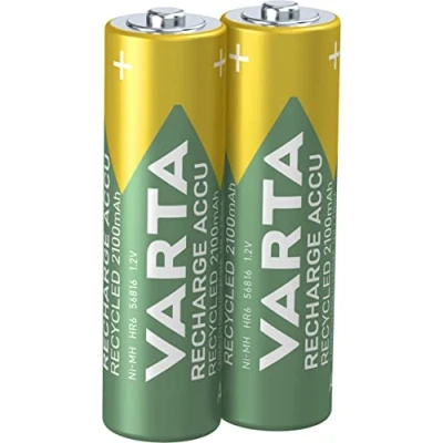 Immagine di Varta Batteria Ricaricabile AA Stilo, 2100 mAh, Confezione da 2 Pile, Pre caricate, Pronte all&#039;Uso, verde