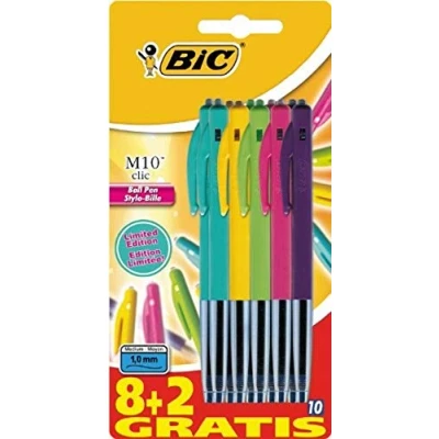 Immagine di BIC M10 Penna a sfera &quot;Clic&quot;, 10 pezzi, colori assortiti