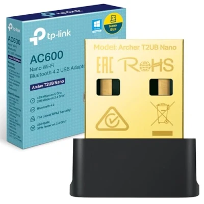 Immagine di TP Link AC600 Nano Wi Fi Bluetooth 4.2 Adattatore USB, Dual Band Wireless, Supporta Windows 11/10/8.1/8/7 per Fi, 11/10/8.1/7 Bluetooth, Sicurezza WPA3, Plug and Play (Archer T2UB Nano)