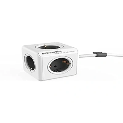 Immagine di Allocacoc PowerCube 1300GY/DEEXPC Extended Spina a 5 Prese, Argento/Bianco