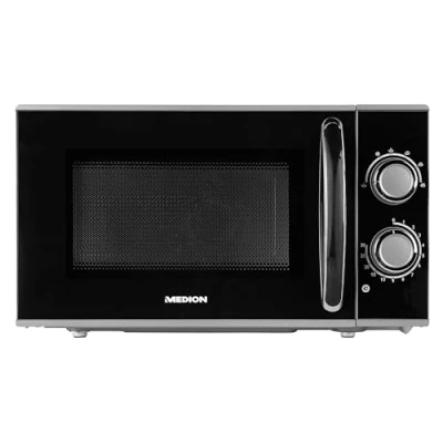 Immagine di MEDION Forno a microonde, potenza circa 700 watt, capacità 17 litri, 6 livelli, funzione di scongelamento, MD 15644, nero/argento