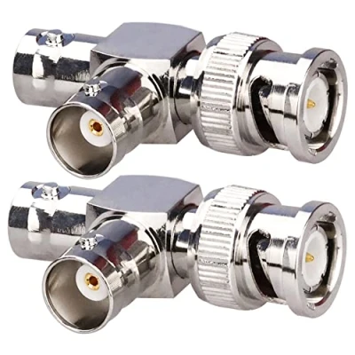 Immagine di TUOLNK BNC maschio a doppio connettore femmina forma di T triplo Adattatore splitter coassiale 3 vie per sistemi sicurezza/dispositivi wireless Confezione da 2