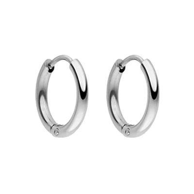 Immagine di PURELEI® Orecchini Spirit (oro, argento), a cerchio da donna e uomo in acciaio inossidabile, Piccoli cerchi unisex resistenti, diametro 13 mm (Argento)