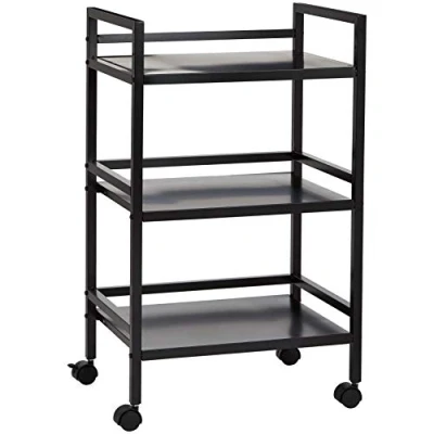 Immagine di Amazon Basics Carrello su ruote, portaoggetti, a tre ripiani, Nero