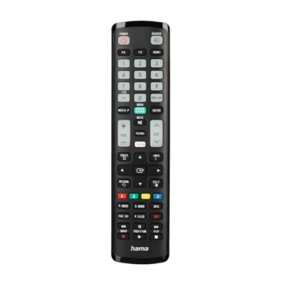 Immagine di Hama Telecomando universale per televisori Samsung (infrarossi, capacità di apprendimento, tasti luminosi, tasto intelligente, funzione Easy Mode, principali ergonomici, portata 10 m) nero