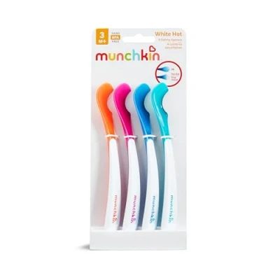 Immagine di Munchkin Cucchiaio Termosensibile per Neonati e Bambini, Set di Cucchiai in Plastica senza BPA Svezzamento con Indicatore Temperatura, Lavabili Lavastoviglie Confezione da 4 Pezzi