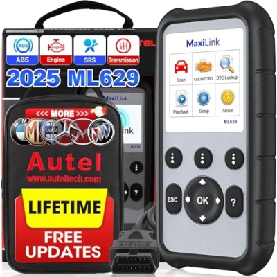 Immagine di Autel MaxiLink ML629 2024 Strumento Scansione Diagnostica, Lettura/Cancellazione Codici ABS, SRS, Motore e Trasmissione, Funzioni OBDII Complete, Dati Tempo Reale, Aggiornamento di AL619/ML619/AL629