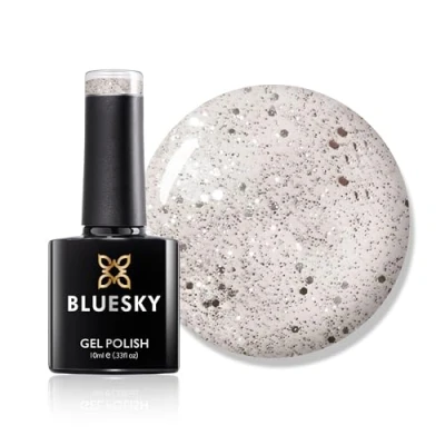Immagine di Bluesky Smalto Per Unghie Gel, Platinum Marbel, A51, Argento, Bagliore, Luccichio (Per Lampade Uv E Led) 10 Ml