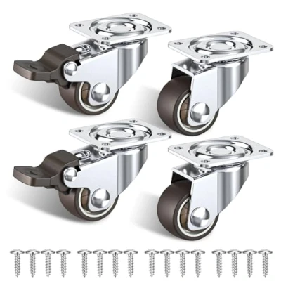 Immagine di Ruote per Mobili da 25mm Piattaforme Girevoli con Freno di Sicurezza Rotelle Spostare Capacità Totale 40KG Set 4 (2 Freni e 2 Senza)