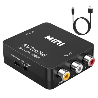 Immagine di Lerkely Convertitore video RCA a HDMI, AV supporto 720 1080P per fotocamera, Xbox 360, PS1, PS2, WII, N64, Gamecube, Snes, NES, PSP, lettore DVD, VHS