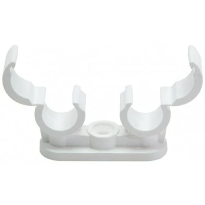 Immagine di fiXte 10 clip doppie per tubi con chiusura rapida da 15 mm, colore: Bianco