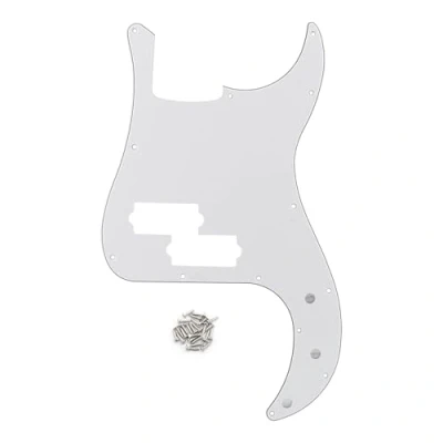 Immagine di FLEOR Battipenna per basso di precisione standard a 13 fori stile moderno senza tacca truss rod modello P 4 corde, bianco