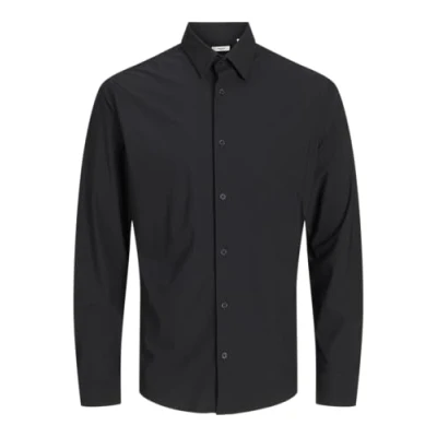 Immagine di JACK &amp; JONES Jprblaactive Maglietta Elasticizzata L/S SN Camicia Casual, Black/Fit: Slim Fit, S Uomo