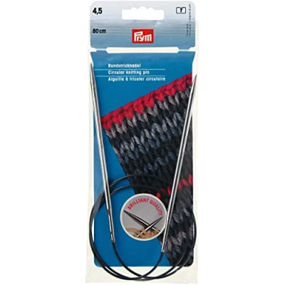 Immagine di Prym Rundstricknadeln MS 80 cm 4,50 mm silberfarbig Ferri da Maglia circolari, Ottone, Argento, 4,5