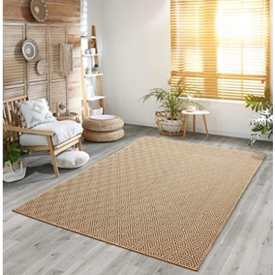 Immagine di the carpet Kansas robusto tappeto per esterni ed interni in juta naturale, resistente alle intemperie, adatto a terrazze e giardini, 200 x 290 cm