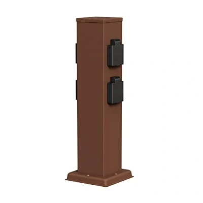 Immagine di ledscom.de colonna di presa da giardino POLLY per esterni, IP44, 4 vie, acciaio inox, marrone, angolare, 40 cm, esterno, giardino, torre presa,