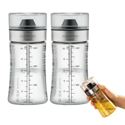 Immagine di SILBERTHAL Set Shaker per condimenti Bottiglia Salsa Vetro graduato 350ml Salad Dressing con Ricette Dosatore condimento l&#039;insalata Picnic &amp; BBQ