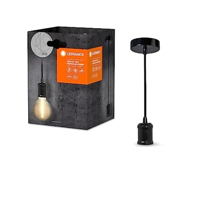 Immagine di LEDVANCE vintage 1906 lampada a sospensione Bobbin E27, Black, Max. 25W, LED 15W, presa baldacchino rotonde, interna, combinazione con lampade o intelligenti