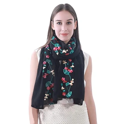 Immagine di Lina &amp; Lily Sciarpa Donna con Ricamo Fiore in Diversi Colori (Nero)